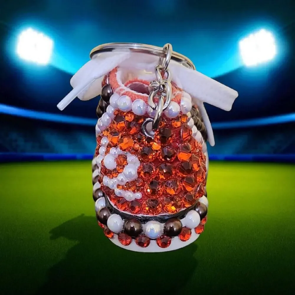 Cleveland Browns # 12 Shoe Keychain Orange and‎ Brown Custom Made